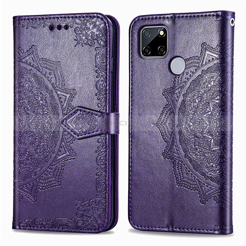 Custodia Portafoglio In Pelle Fantasia Modello Cover con Supporto per Realme 7i RMX2193 Viola