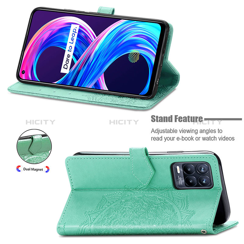 Custodia Portafoglio In Pelle Fantasia Modello Cover con Supporto per Realme 8 4G