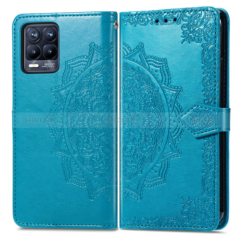 Custodia Portafoglio In Pelle Fantasia Modello Cover con Supporto per Realme 8 4G Blu