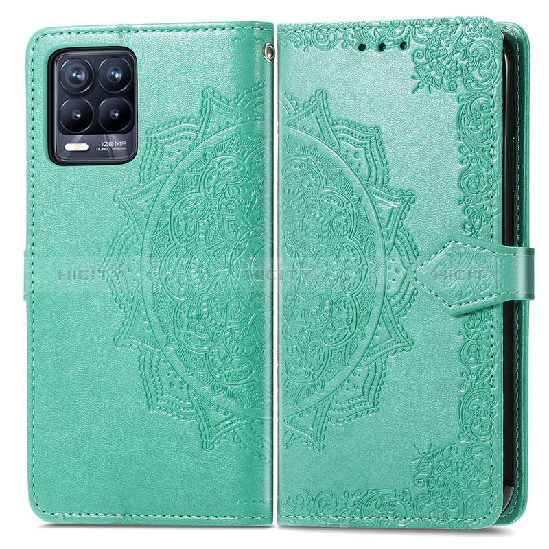 Custodia Portafoglio In Pelle Fantasia Modello Cover con Supporto per Realme 8 4G Verde