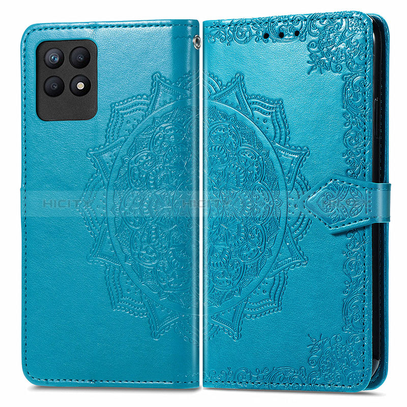 Custodia Portafoglio In Pelle Fantasia Modello Cover con Supporto per Realme 8i Blu