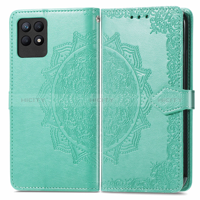 Custodia Portafoglio In Pelle Fantasia Modello Cover con Supporto per Realme 8i Verde