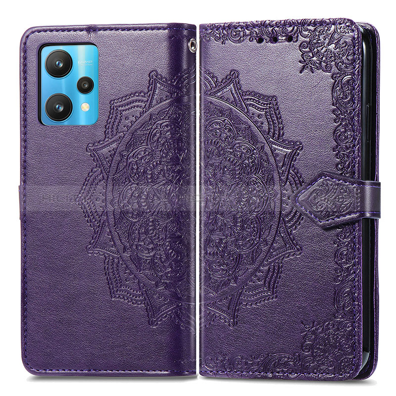 Custodia Portafoglio In Pelle Fantasia Modello Cover con Supporto per Realme 9 5G Viola