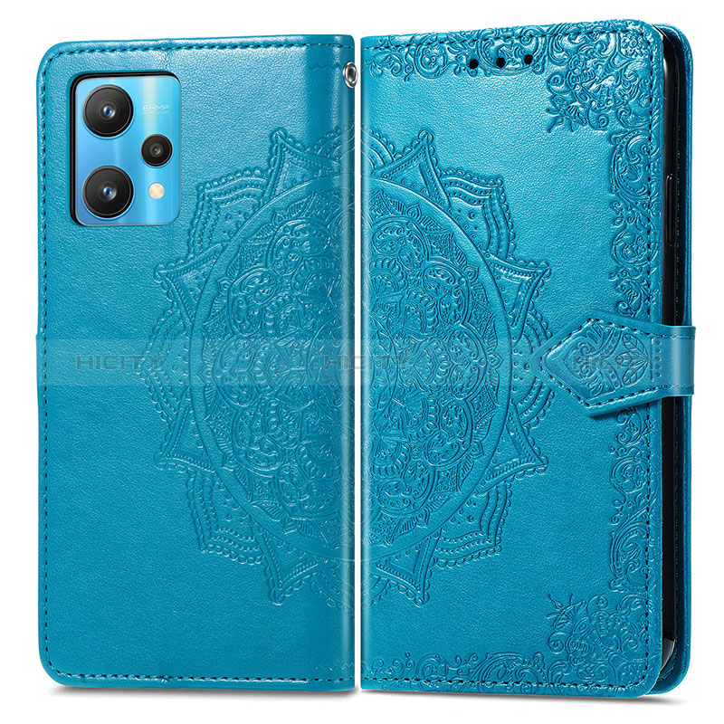 Custodia Portafoglio In Pelle Fantasia Modello Cover con Supporto per Realme 9 Pro 5G Blu