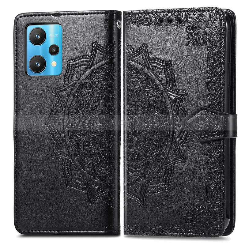 Custodia Portafoglio In Pelle Fantasia Modello Cover con Supporto per Realme 9 Pro 5G Nero