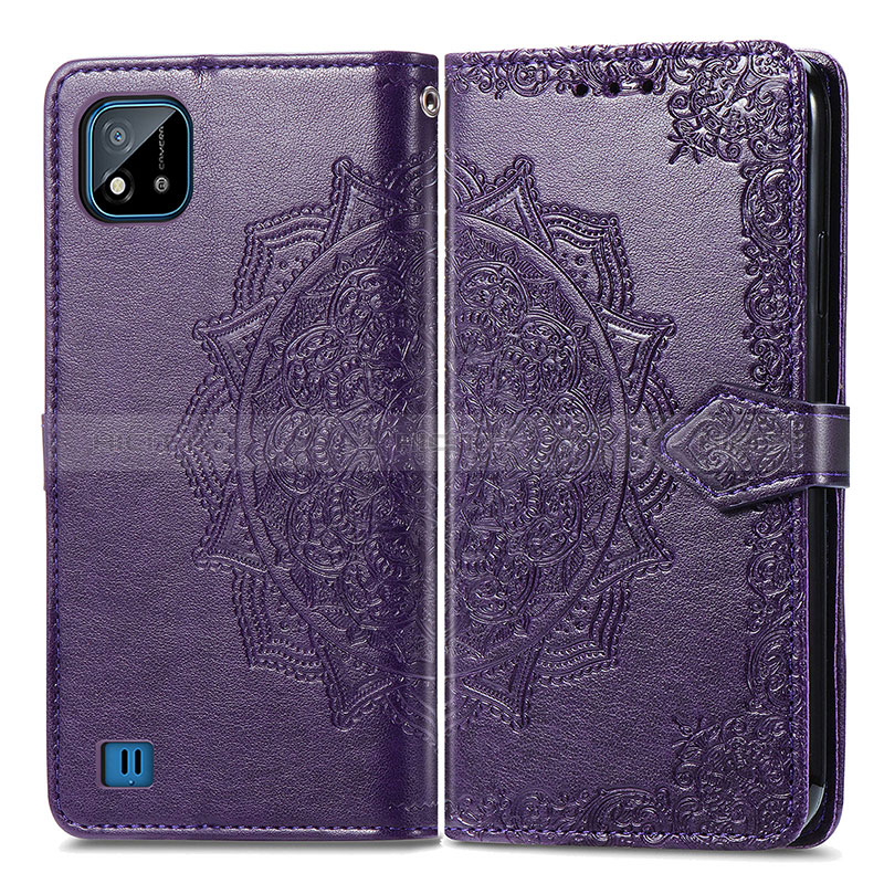 Custodia Portafoglio In Pelle Fantasia Modello Cover con Supporto per Realme C11 (2021) Viola