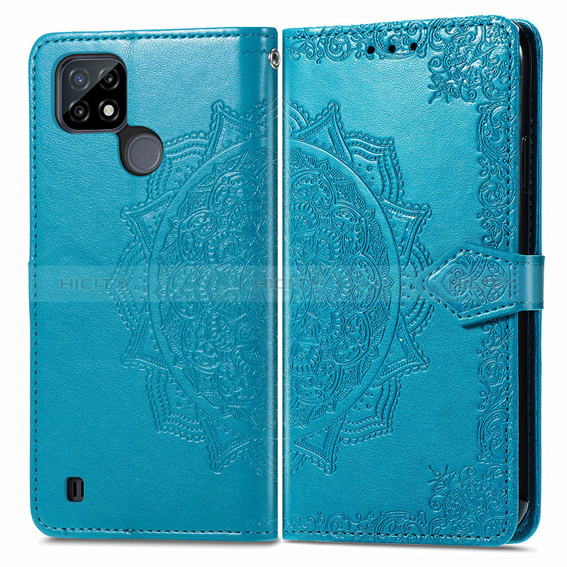 Custodia Portafoglio In Pelle Fantasia Modello Cover con Supporto per Realme C21Y Blu