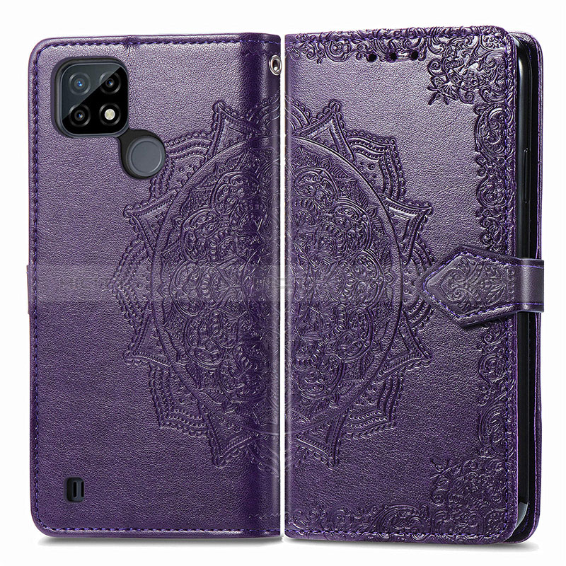 Custodia Portafoglio In Pelle Fantasia Modello Cover con Supporto per Realme C25Y India