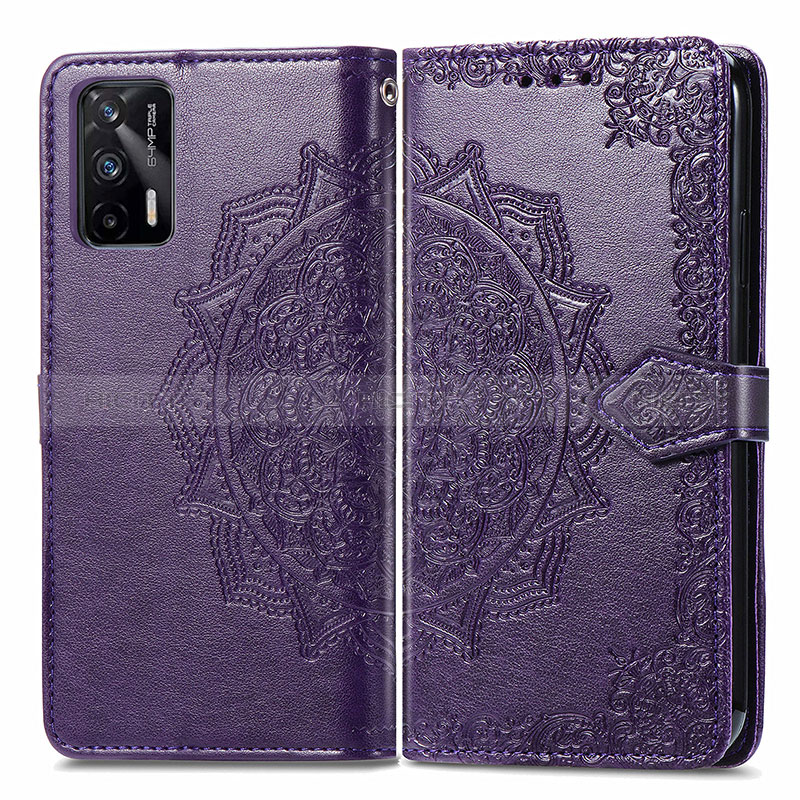 Custodia Portafoglio In Pelle Fantasia Modello Cover con Supporto per Realme GT 5G Viola