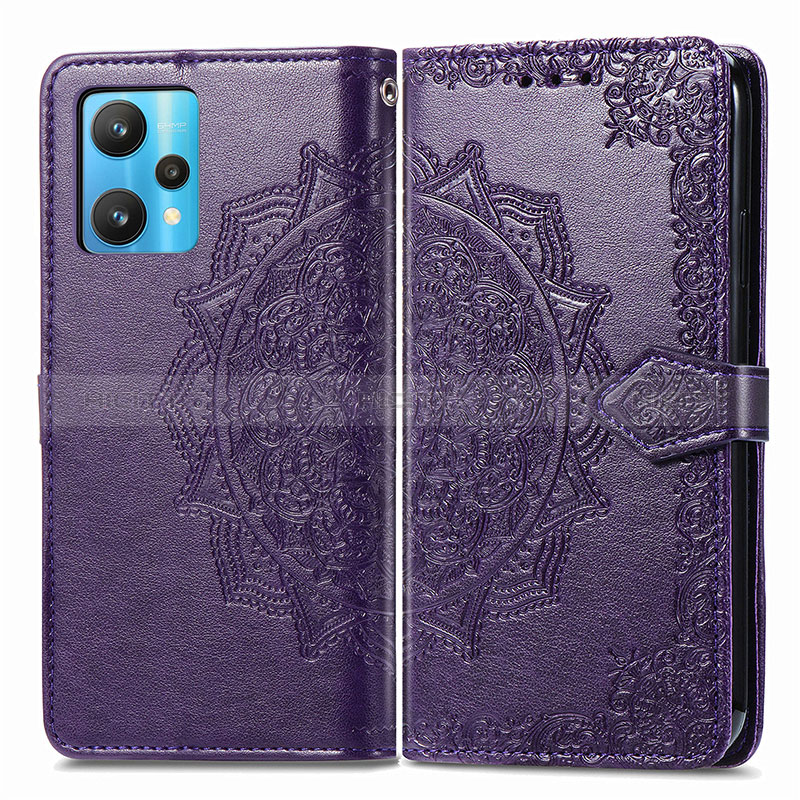 Custodia Portafoglio In Pelle Fantasia Modello Cover con Supporto per Realme Narzo 50 Pro 5G Viola