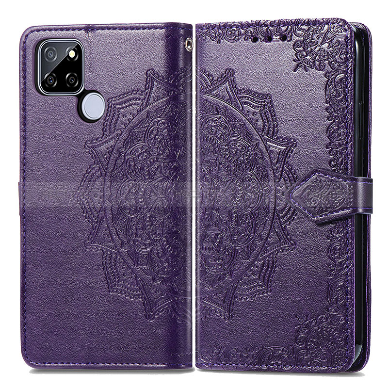 Custodia Portafoglio In Pelle Fantasia Modello Cover con Supporto per Realme V3 5G Viola