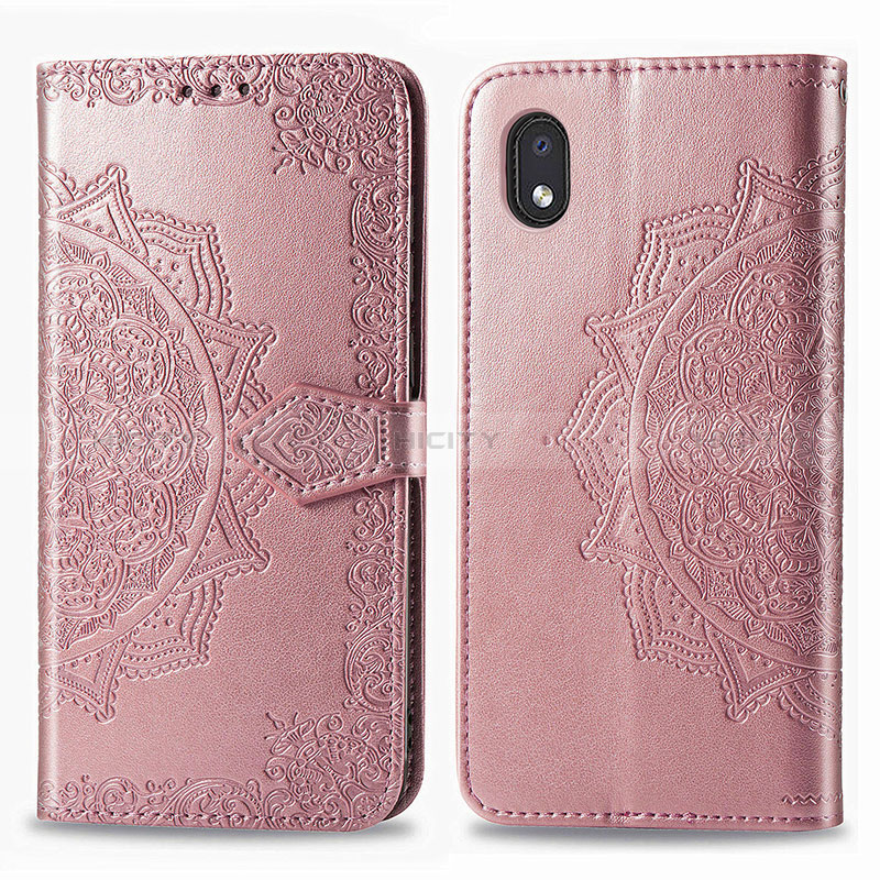 Custodia Portafoglio In Pelle Fantasia Modello Cover con Supporto per Samsung Galaxy A01 Core Oro Rosa