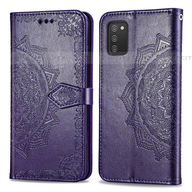 Custodia Portafoglio In Pelle Fantasia Modello Cover con Supporto per Samsung Galaxy A03s Viola