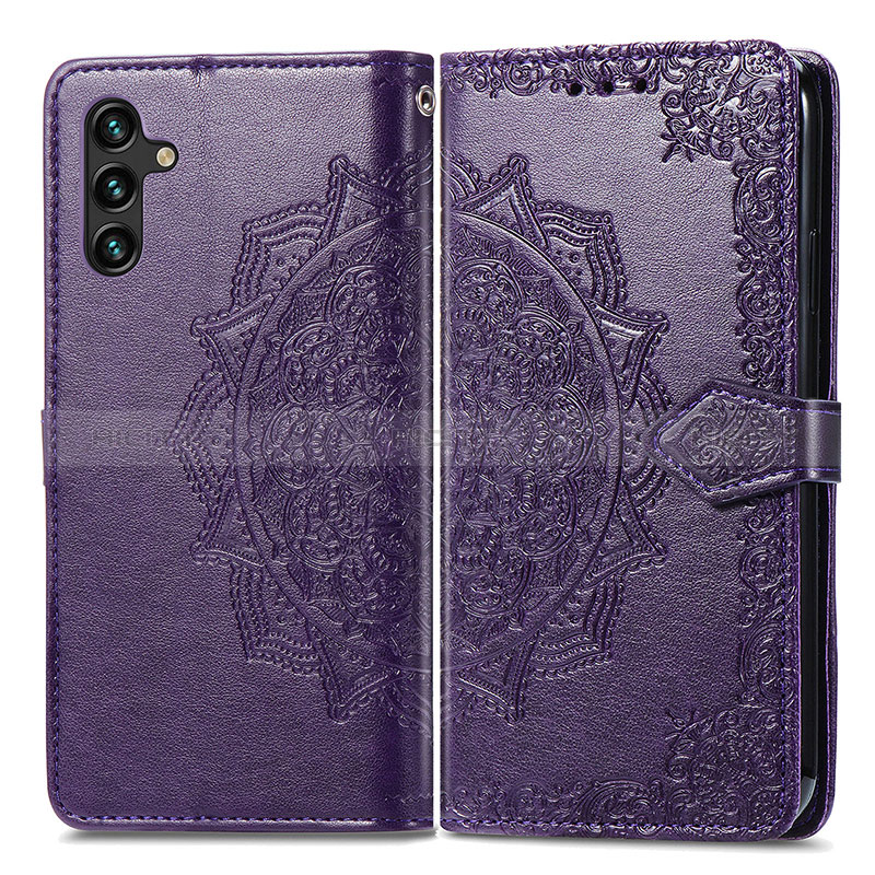 Custodia Portafoglio In Pelle Fantasia Modello Cover con Supporto per Samsung Galaxy A04s Viola