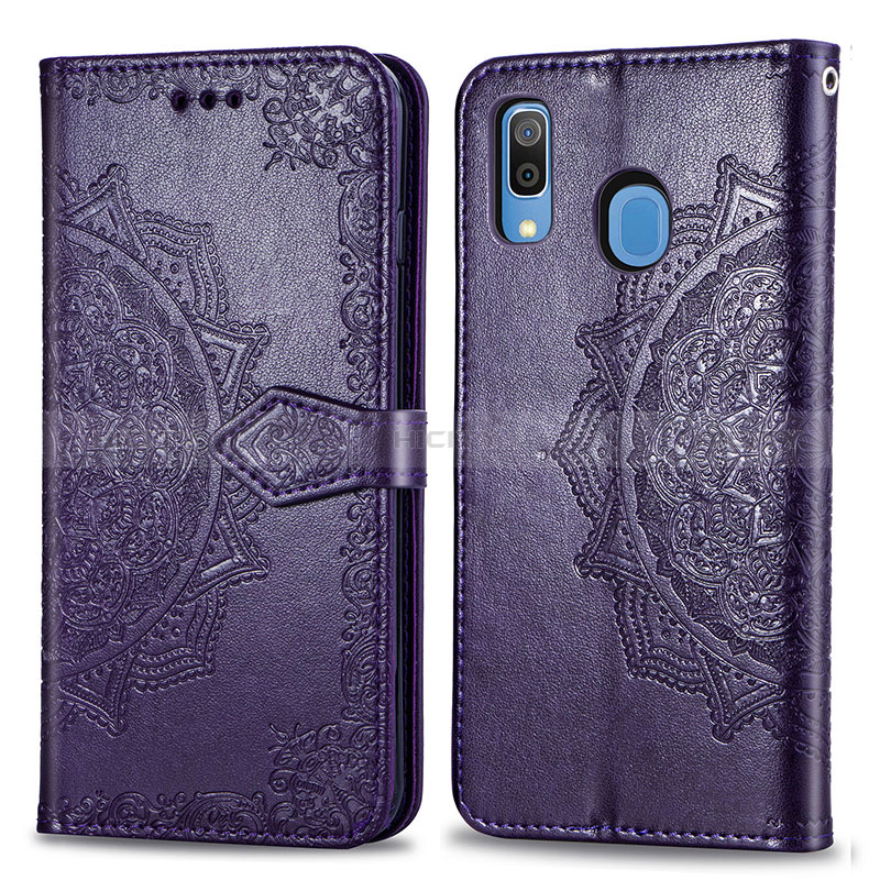 Custodia Portafoglio In Pelle Fantasia Modello Cover con Supporto per Samsung Galaxy A20