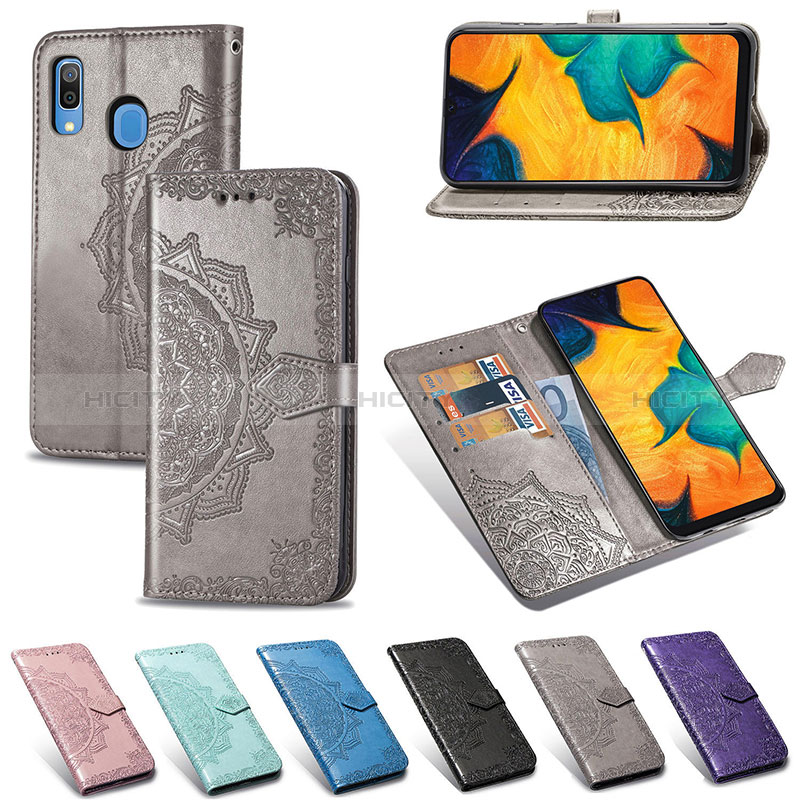 Custodia Portafoglio In Pelle Fantasia Modello Cover con Supporto per Samsung Galaxy A20