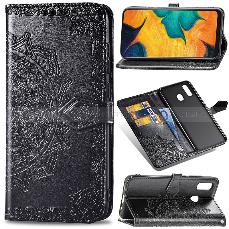 Custodia Portafoglio In Pelle Fantasia Modello Cover con Supporto per Samsung Galaxy A20