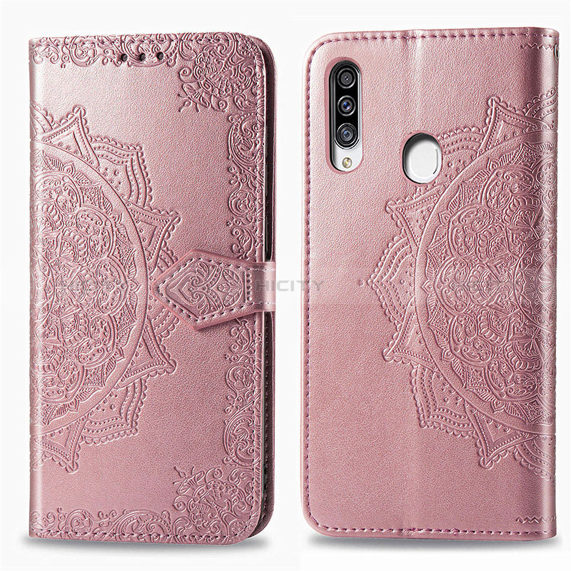 Custodia Portafoglio In Pelle Fantasia Modello Cover con Supporto per Samsung Galaxy A20s Oro Rosa