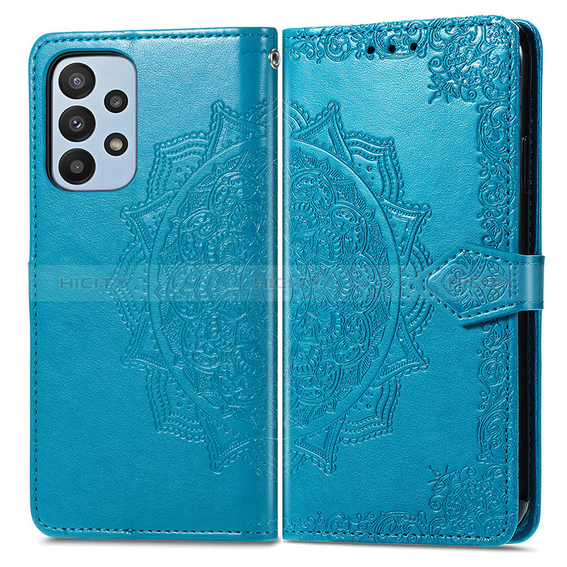 Custodia Portafoglio In Pelle Fantasia Modello Cover con Supporto per Samsung Galaxy A23 5G Blu