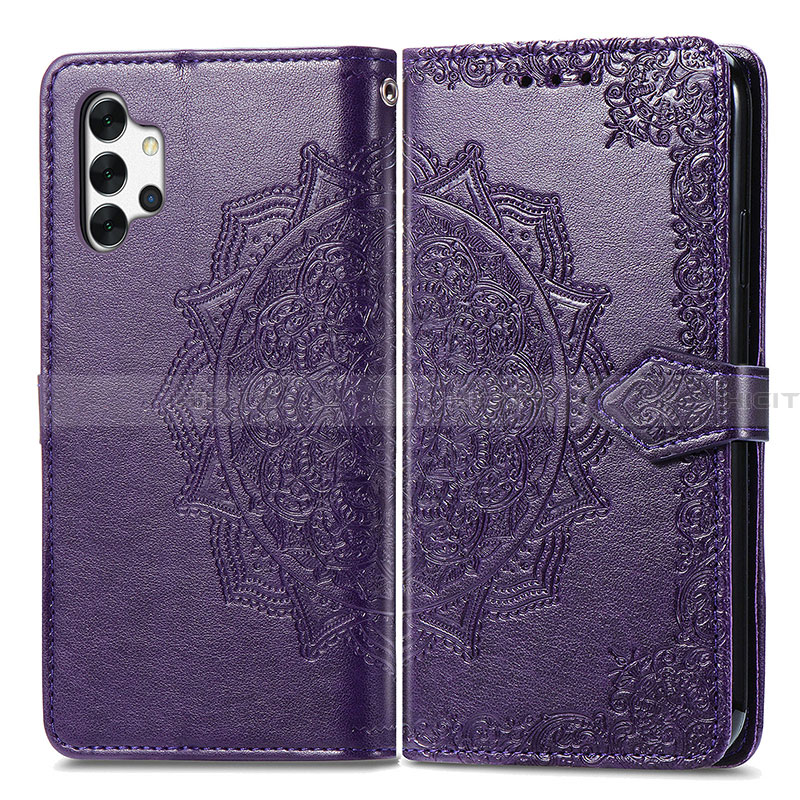 Custodia Portafoglio In Pelle Fantasia Modello Cover con Supporto per Samsung Galaxy A32 5G Viola