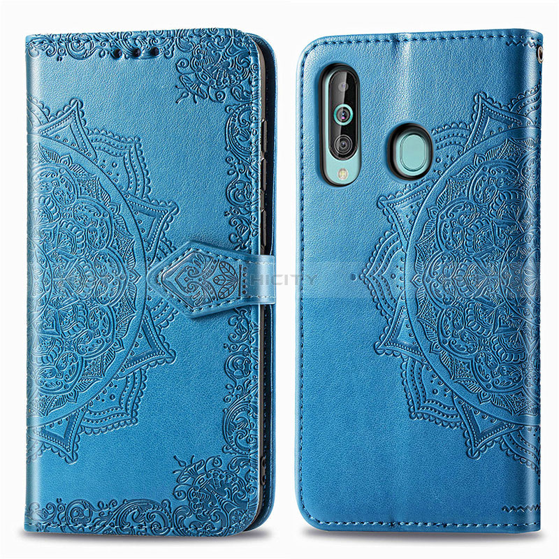 Custodia Portafoglio In Pelle Fantasia Modello Cover con Supporto per Samsung Galaxy A60 Blu