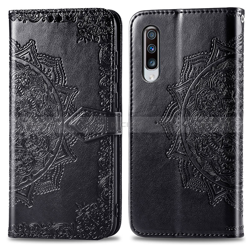 Custodia Portafoglio In Pelle Fantasia Modello Cover con Supporto per Samsung Galaxy A70 Nero