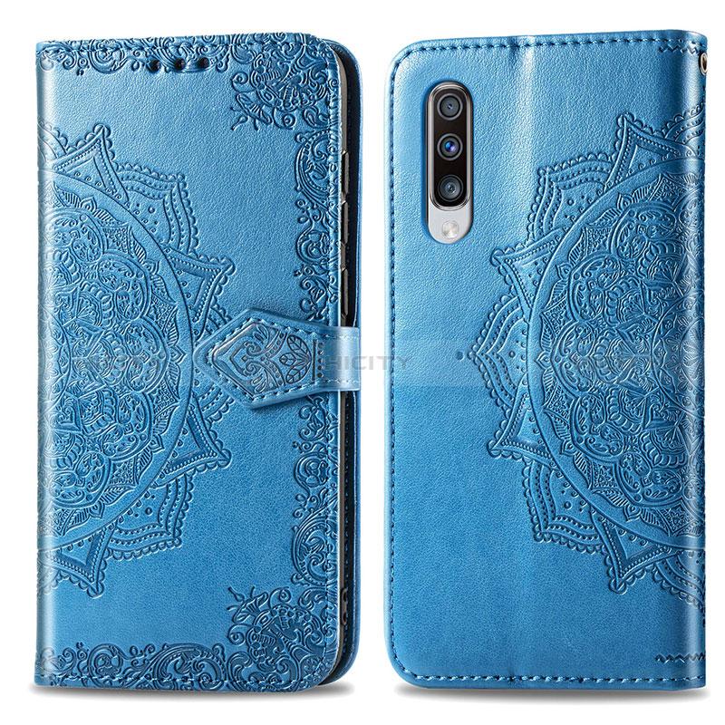 Custodia Portafoglio In Pelle Fantasia Modello Cover con Supporto per Samsung Galaxy A70S Blu