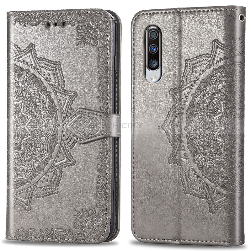 Custodia Portafoglio In Pelle Fantasia Modello Cover con Supporto per Samsung Galaxy A70S Grigio