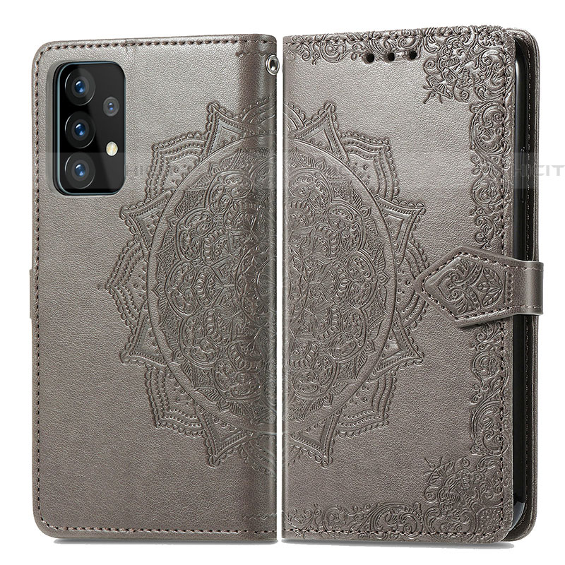 Custodia Portafoglio In Pelle Fantasia Modello Cover con Supporto per Samsung Galaxy A72 5G Grigio