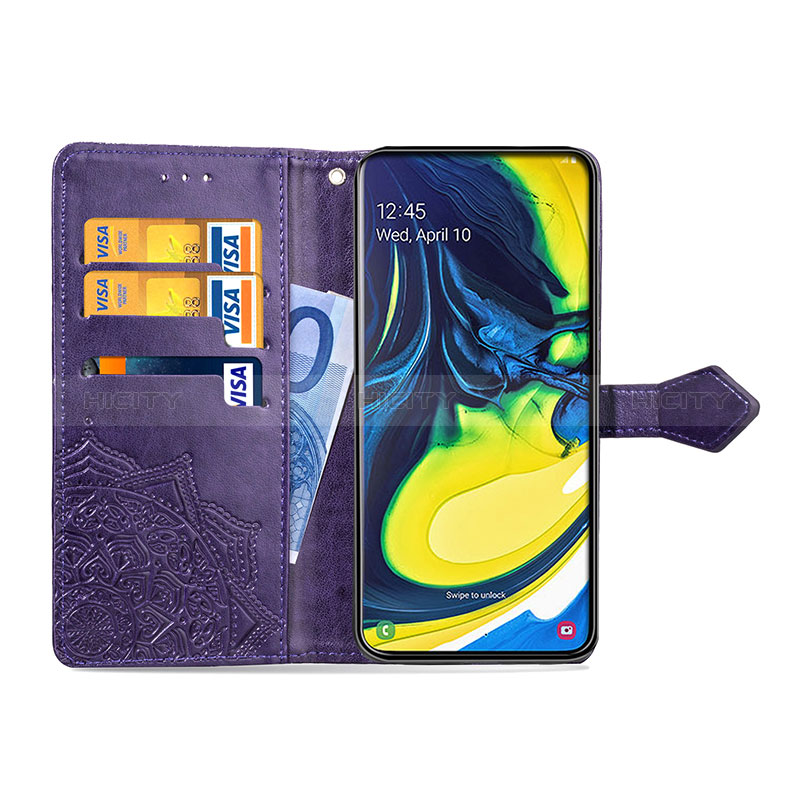 Custodia Portafoglio In Pelle Fantasia Modello Cover con Supporto per Samsung Galaxy A80