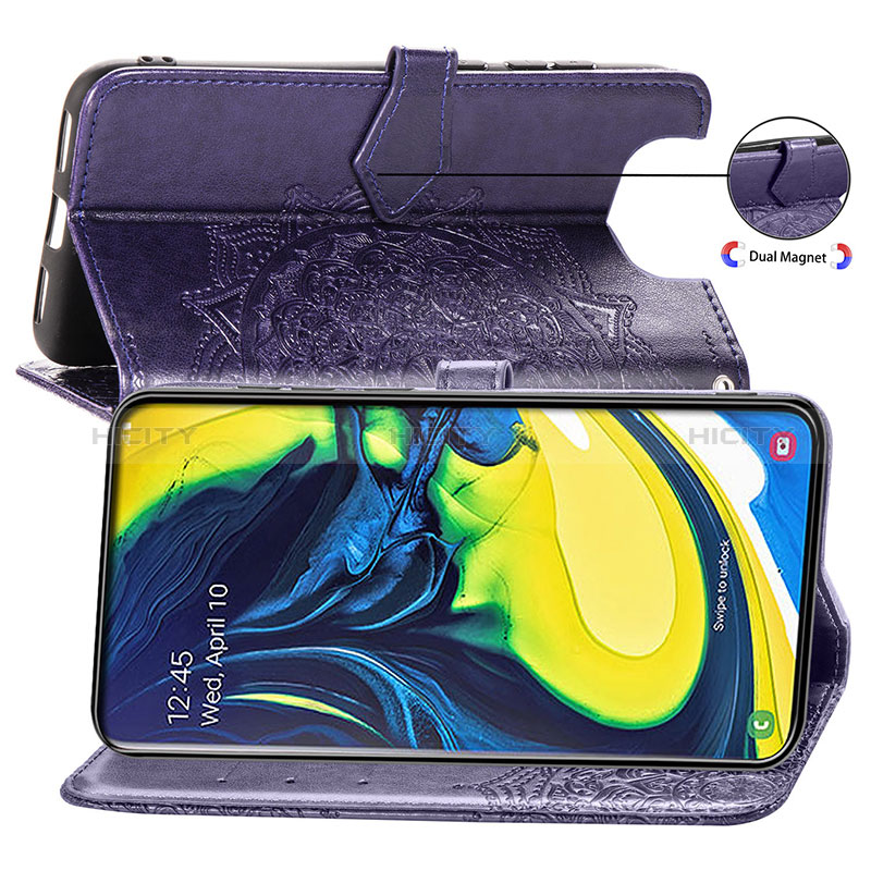 Custodia Portafoglio In Pelle Fantasia Modello Cover con Supporto per Samsung Galaxy A80