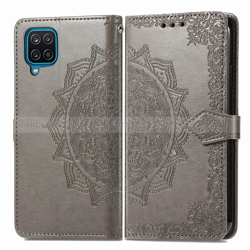 Custodia Portafoglio In Pelle Fantasia Modello Cover con Supporto per Samsung Galaxy F12 Grigio