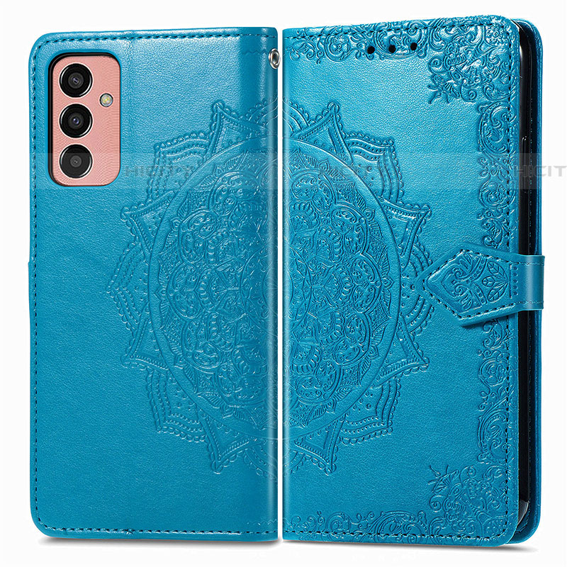 Custodia Portafoglio In Pelle Fantasia Modello Cover con Supporto per Samsung Galaxy F13 4G Blu