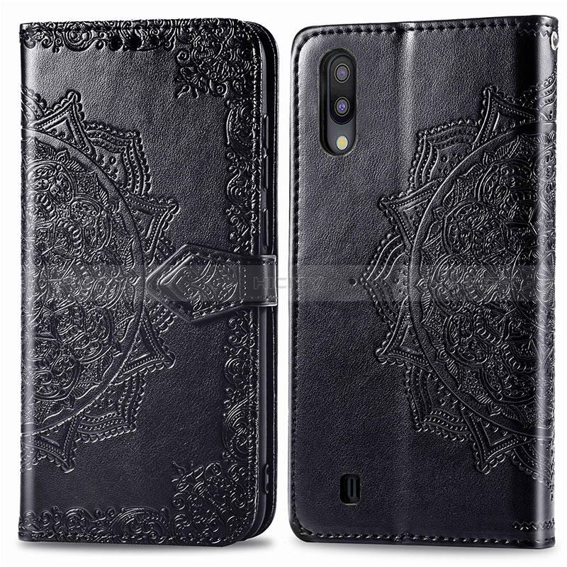 Custodia Portafoglio In Pelle Fantasia Modello Cover con Supporto per Samsung Galaxy M10 Nero