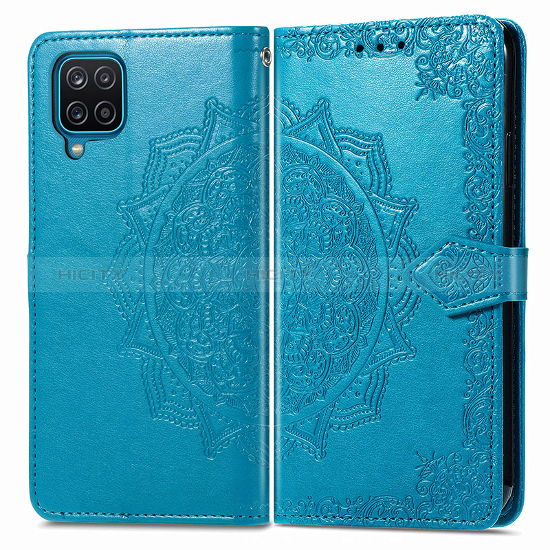 Custodia Portafoglio In Pelle Fantasia Modello Cover con Supporto per Samsung Galaxy M12 Blu