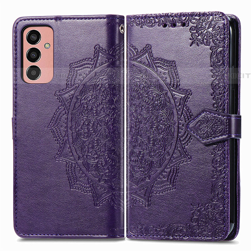 Custodia Portafoglio In Pelle Fantasia Modello Cover con Supporto per Samsung Galaxy M13 4G Viola