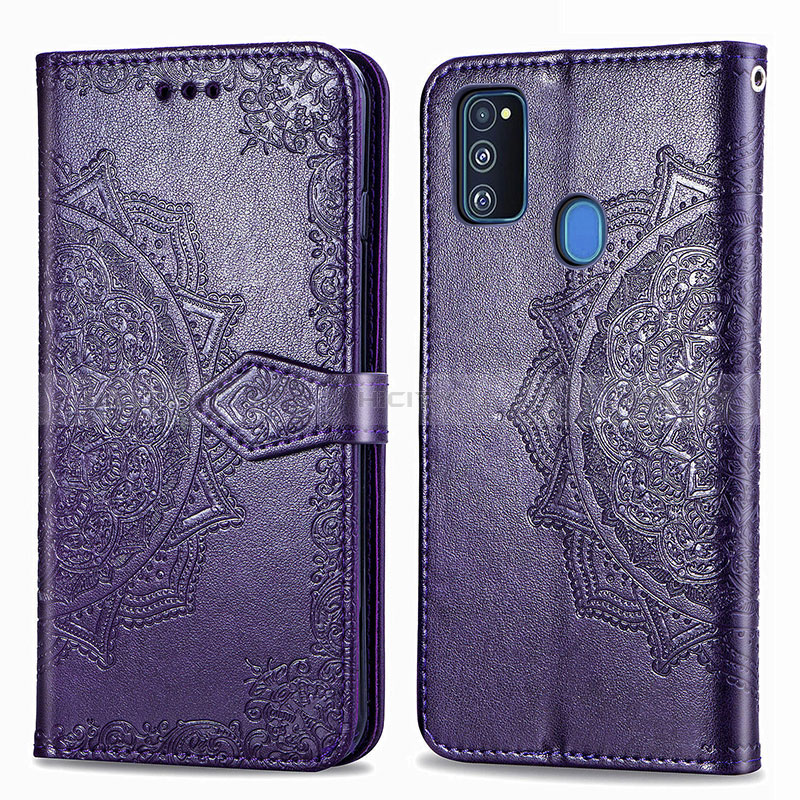 Custodia Portafoglio In Pelle Fantasia Modello Cover con Supporto per Samsung Galaxy M21 Viola