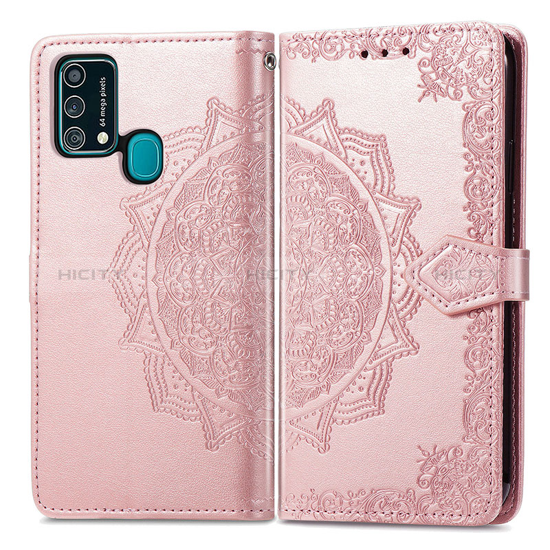 Custodia Portafoglio In Pelle Fantasia Modello Cover con Supporto per Samsung Galaxy M21s Oro Rosa