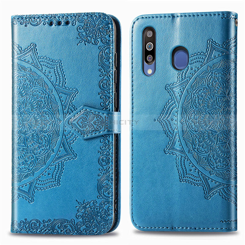 Custodia Portafoglio In Pelle Fantasia Modello Cover con Supporto per Samsung Galaxy M30 Blu