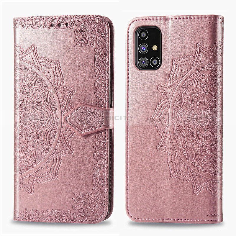 Custodia Portafoglio In Pelle Fantasia Modello Cover con Supporto per Samsung Galaxy M31s Oro Rosa