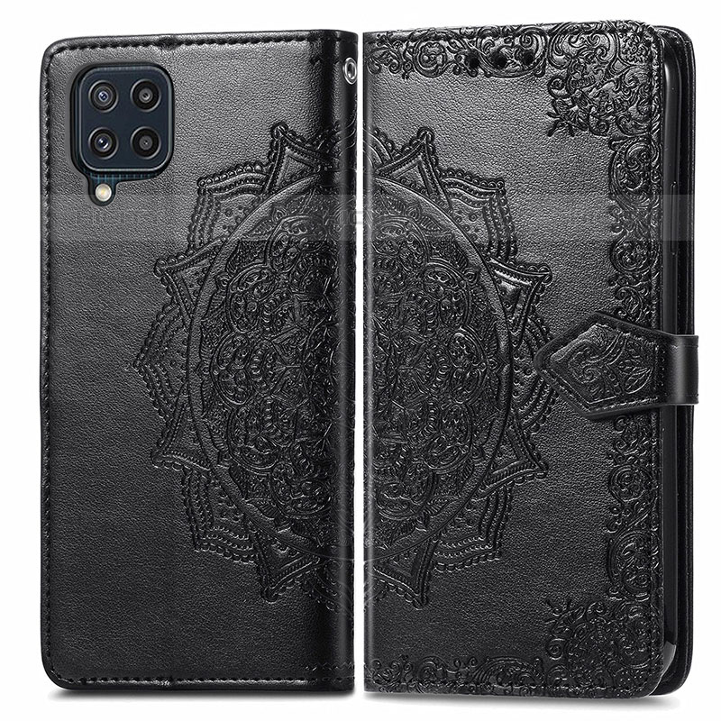 Custodia Portafoglio In Pelle Fantasia Modello Cover con Supporto per Samsung Galaxy M32 4G Nero