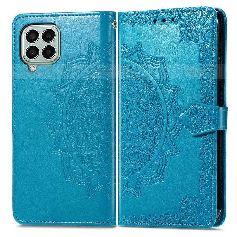 Custodia Portafoglio In Pelle Fantasia Modello Cover con Supporto per Samsung Galaxy M33 5G Blu