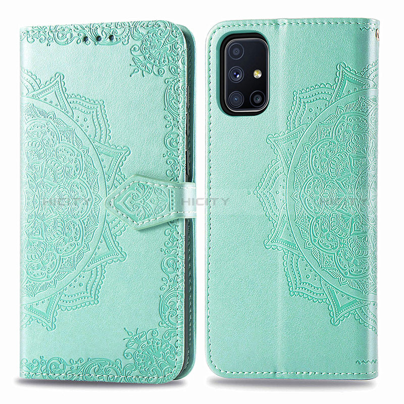 Custodia Portafoglio In Pelle Fantasia Modello Cover con Supporto per Samsung Galaxy M51 Verde