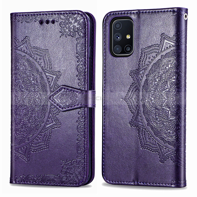 Custodia Portafoglio In Pelle Fantasia Modello Cover con Supporto per Samsung Galaxy M51 Viola