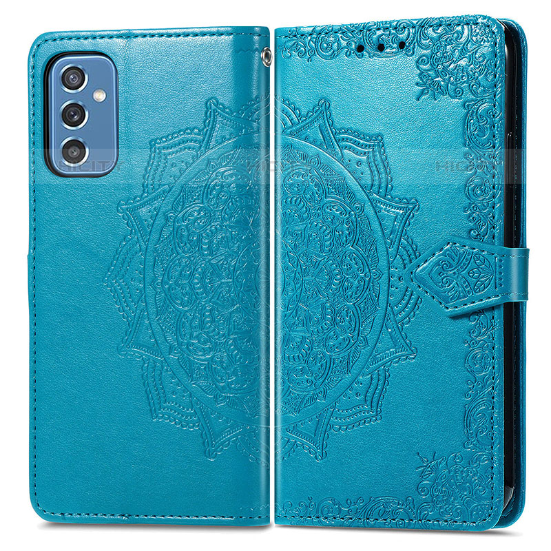 Custodia Portafoglio In Pelle Fantasia Modello Cover con Supporto per Samsung Galaxy M52 5G Blu