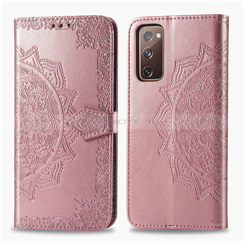Custodia Portafoglio In Pelle Fantasia Modello Cover con Supporto per Samsung Galaxy S20 Lite 5G Oro Rosa