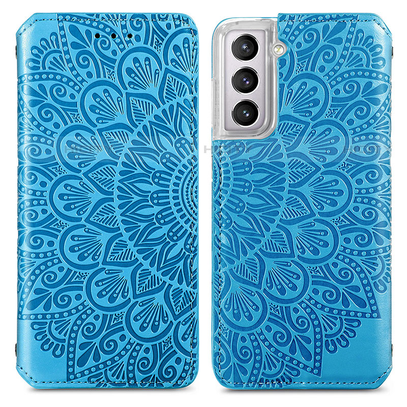 Custodia Portafoglio In Pelle Fantasia Modello Cover con Supporto per Samsung Galaxy S21 5G Blu