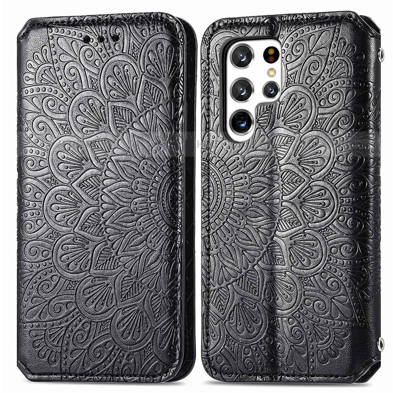 Custodia Portafoglio In Pelle Fantasia Modello Cover con Supporto per Samsung Galaxy S21 Ultra 5G Nero