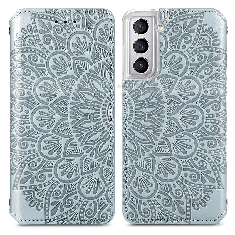 Custodia Portafoglio In Pelle Fantasia Modello Cover con Supporto per Samsung Galaxy S23 5G Grigio