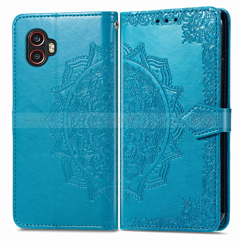 Custodia Portafoglio In Pelle Fantasia Modello Cover con Supporto per Samsung Galaxy XCover 6 Pro 5G Blu